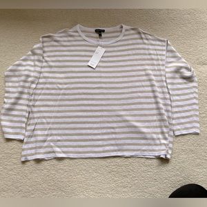 Eileen Fisher large linen white and cream striped sweatshirt. New with tags.